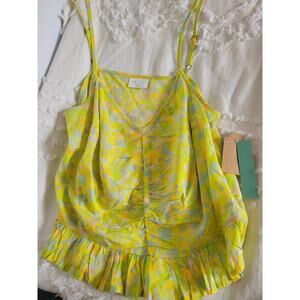 Abound Spaghetti Crop Top Blouse Ruffle Bottom Multicolor Tarry Floral